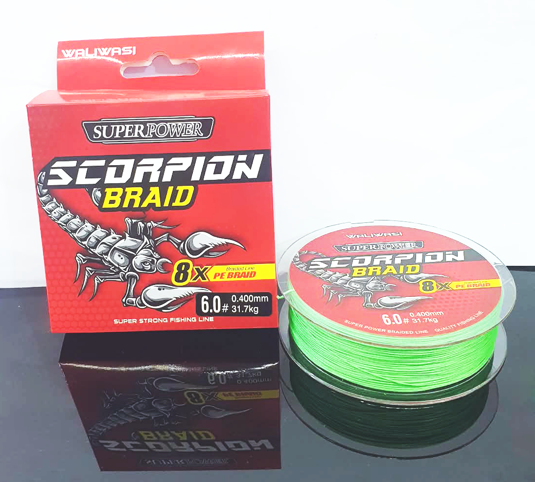 Waliwasi Super Power Scorpion Braid - 8X braided PE lines (Capacity: 18.2kg, 22.6kg, 27.2kg, 31.7kg)