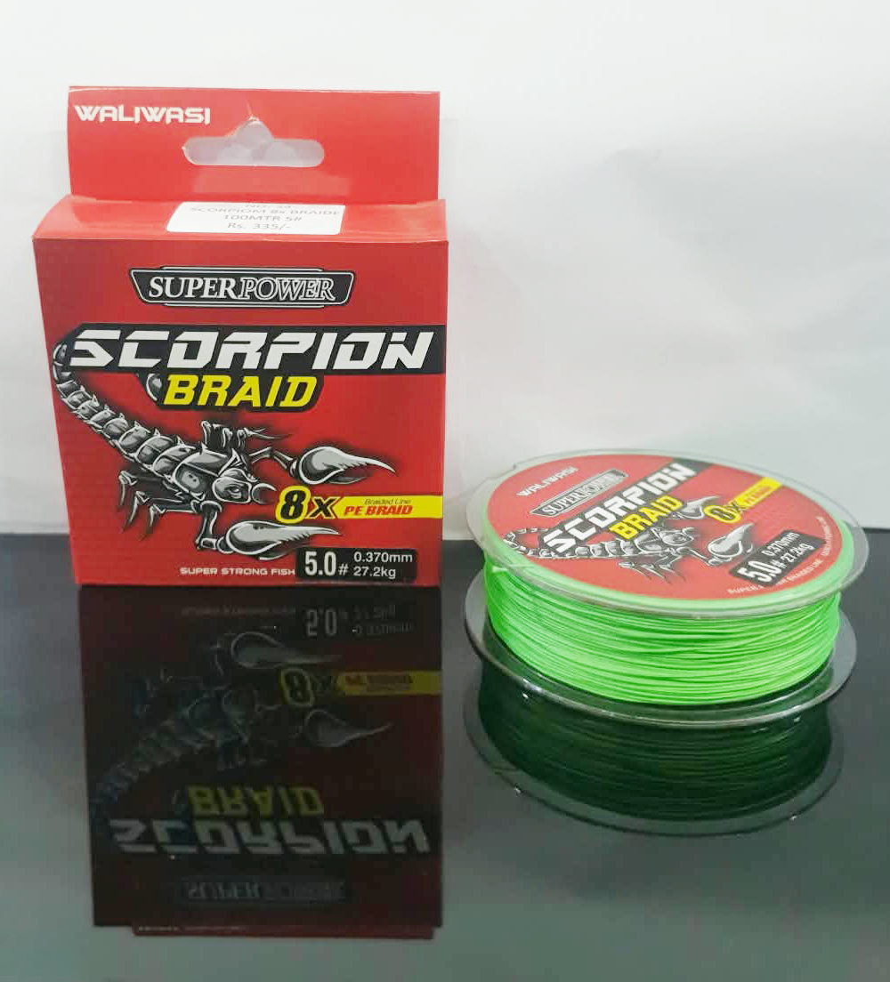 Waliwasi Super Power Scorpion Braid - 8X braided PE lines (Capacity: 18.2kg, 22.6kg, 27.2kg, 31.7kg)