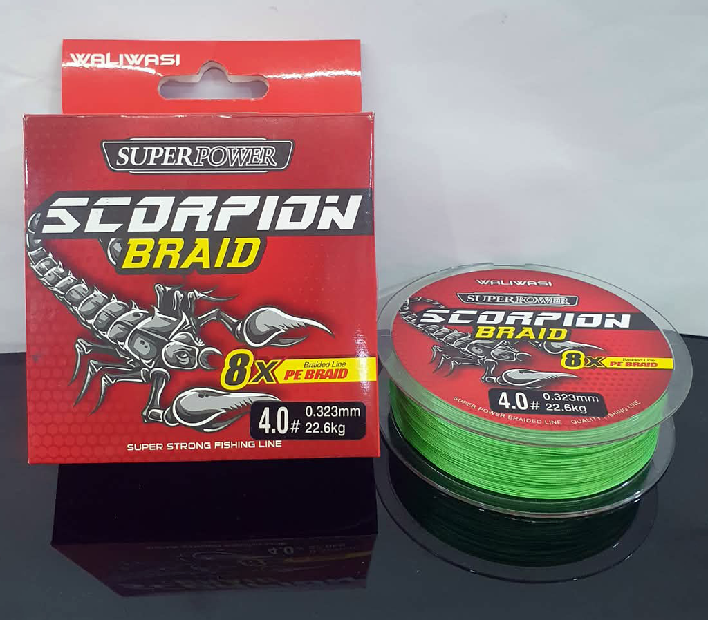 Waliwasi Super Power Scorpion Braid - 8X braided PE lines (Capacity: 18.2kg, 22.6kg, 27.2kg, 31.7kg)