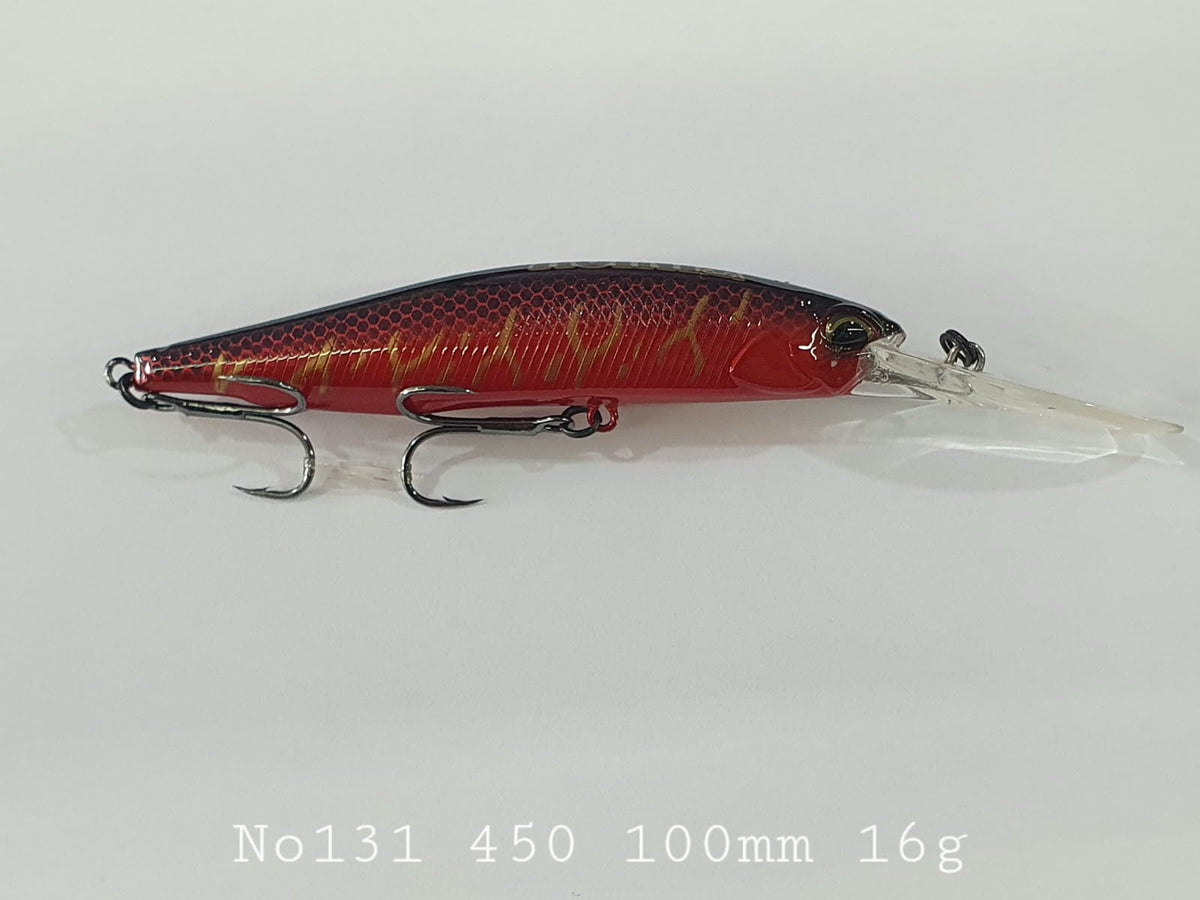 Asinia deep-diving suspending minnow/jerkbait lures No. 131 450 100mm 16g