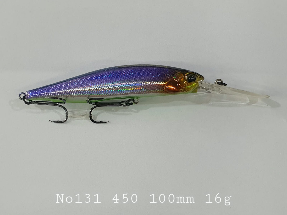 Asinia deep-diving suspending minnow/jerkbait lures No. 131 450 100mm 16g