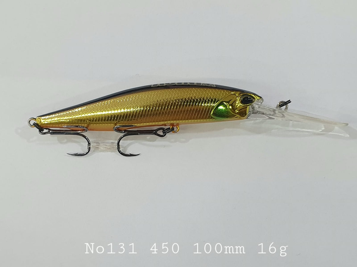 Asinia deep-diving suspending minnow/jerkbait lures No. 131 450 100mm 16g