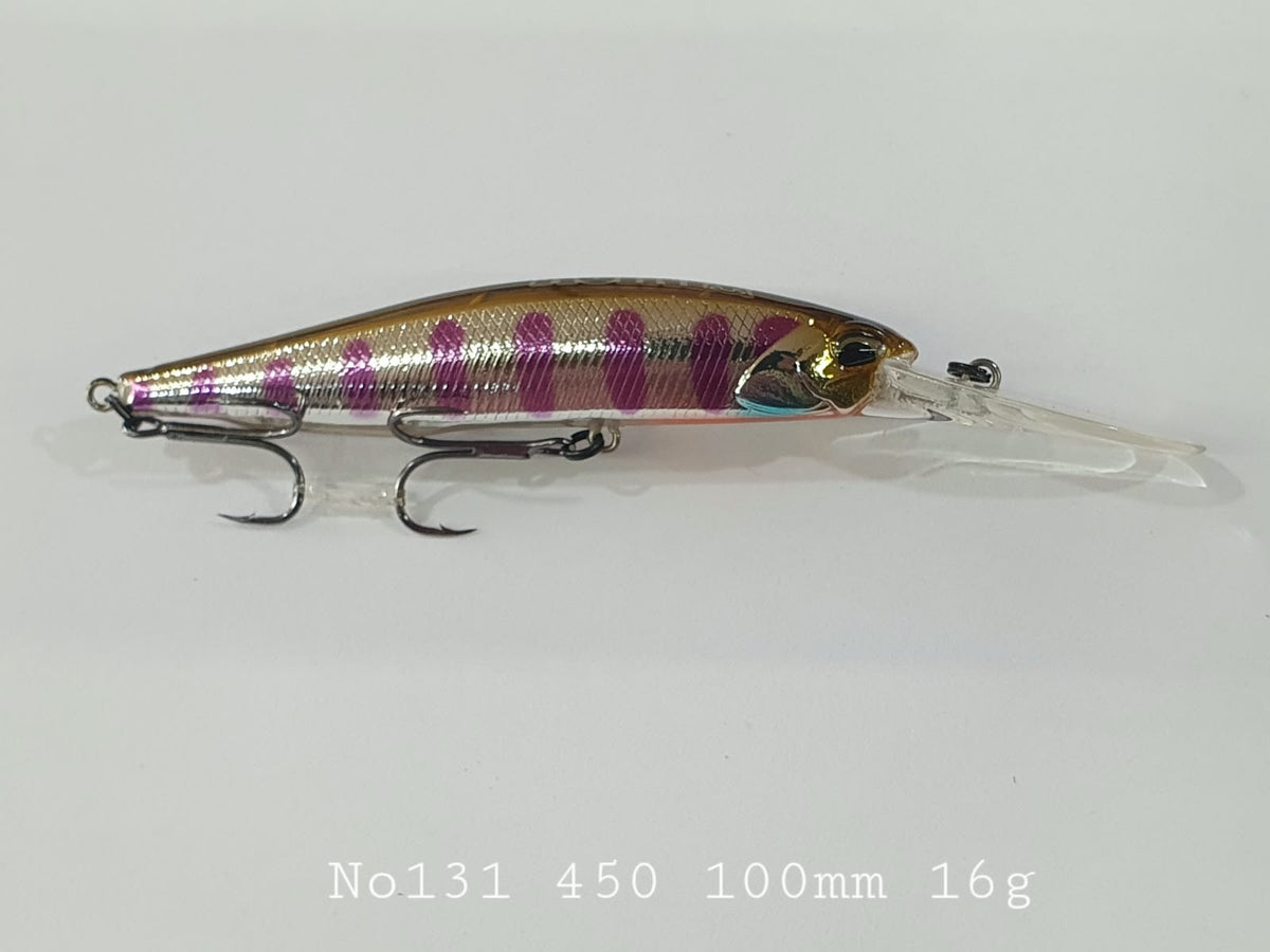 Asinia deep-diving suspending minnow/jerkbait lures No. 131 450 100mm 16g
