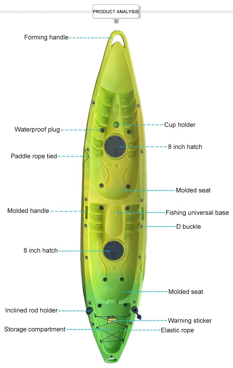 HDPE 2-Seater Tandem Kayak - Full Set (250kg Capacity)