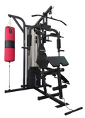 Multi-Station Home Gym with Boxing Support, Crunch Bench &amp; Dumbbell Rack