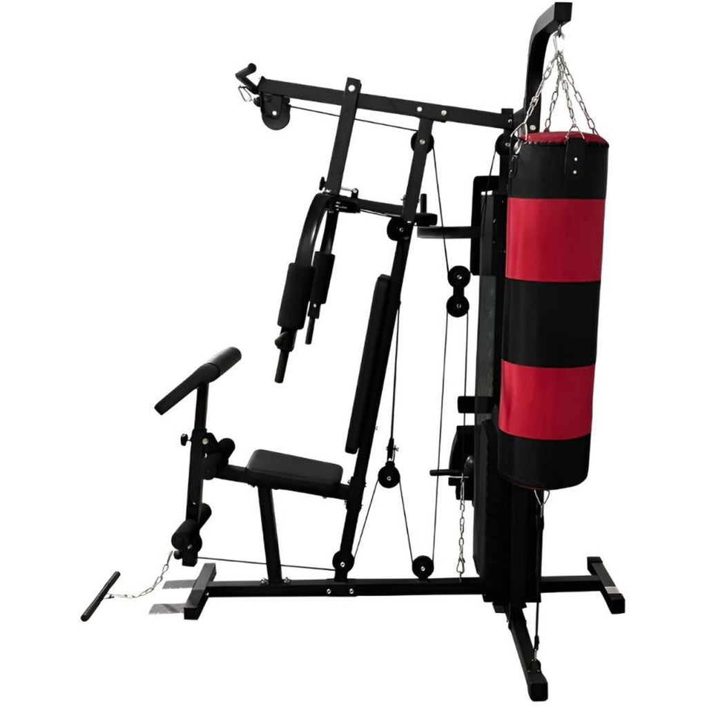 Multi-Station Home Gym with Boxing Support, Crunch Bench &amp; Dumbbell Rack