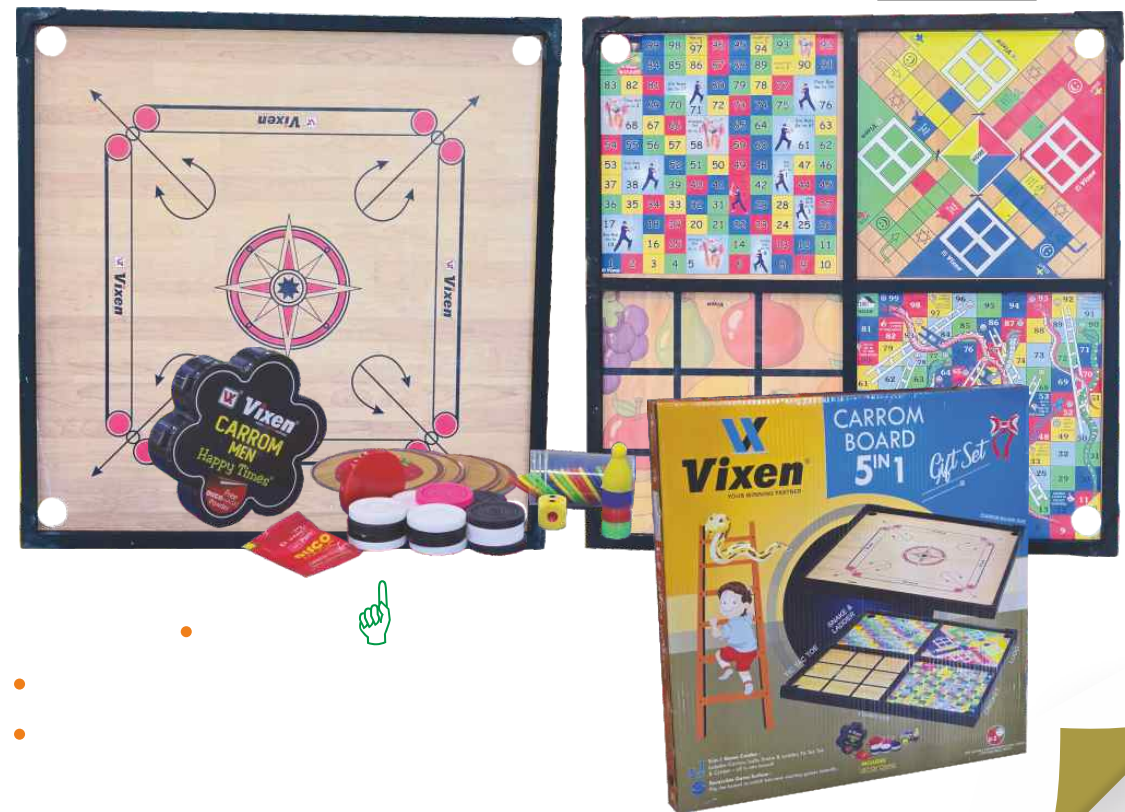 Vixen Carrom Board 5 in 1 Set (24 Inch)